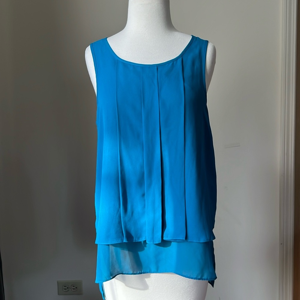 HD in Paris ANTHROPOLOGIE Turquoise Layered Sleeveless Top Size 8